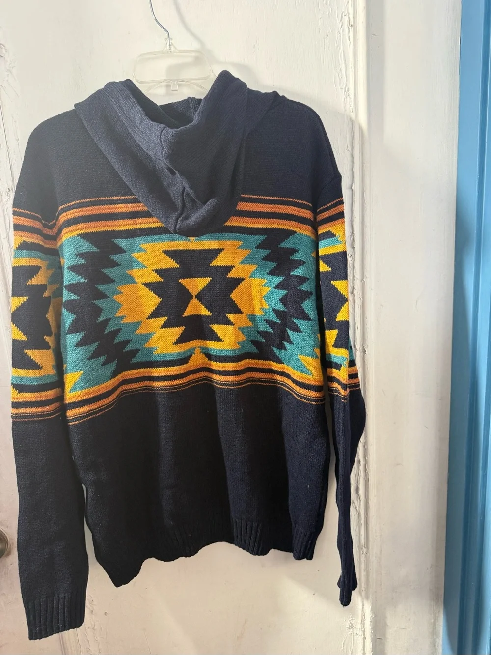Xray Men's Knit Southwestern Knit Hooded Acrylic Blend Sweater Sz XL